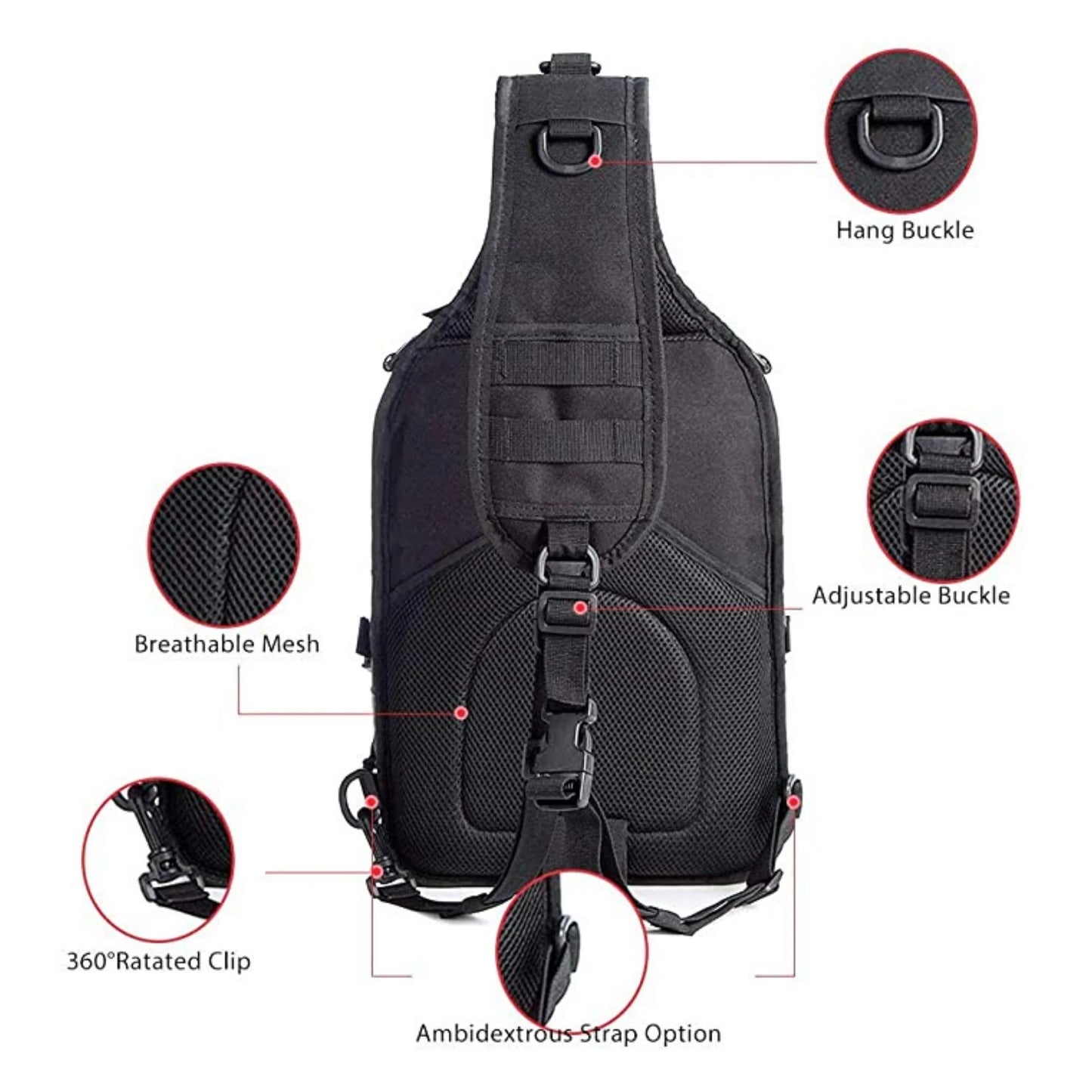 Jupitergear Tactical Military Sling Backpack 15L Shoulder Bag Molle Outdoor Daypack Backpack with Adjustable Strap