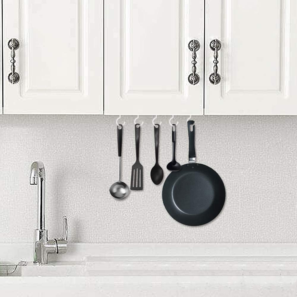 20 Pack 2.9 Inch Vinyl Coated Screw-In Wall Hooks, Mix Color (10 Black+10 White), Great for Indoor & Outdoor Use