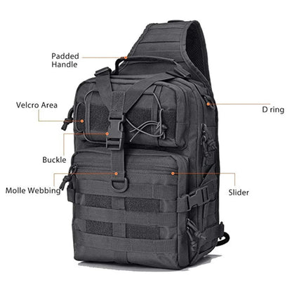 Jupitergear Tactical Military Sling Backpack 15L Shoulder Bag Molle Outdoor Daypack Backpack with Adjustable Strap