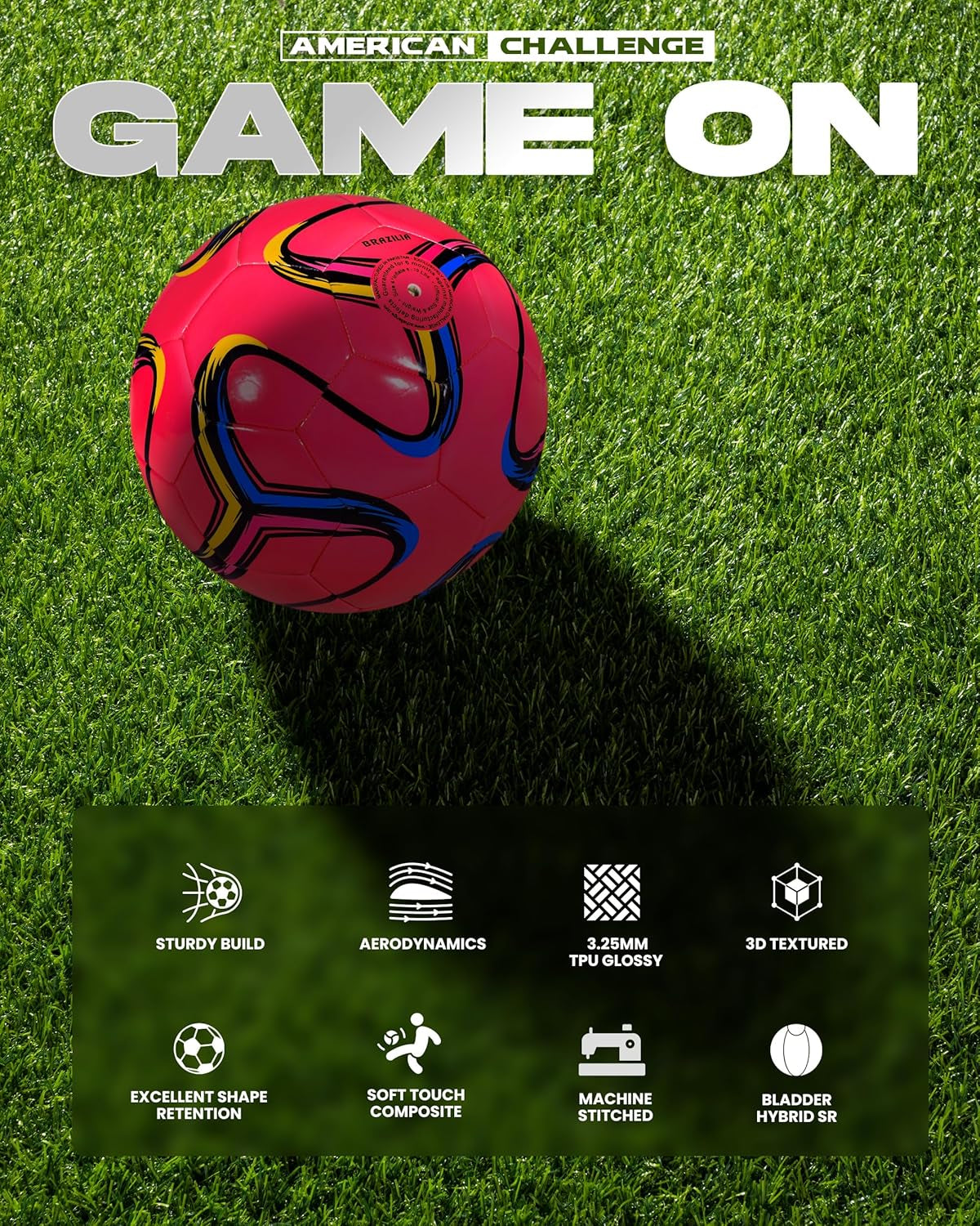 Brasilia Soccer Ball – Sizes 5, 4, 3 & 2 – Youth & Adult Training Soccer Ball for Practice, Games & Grass Fields