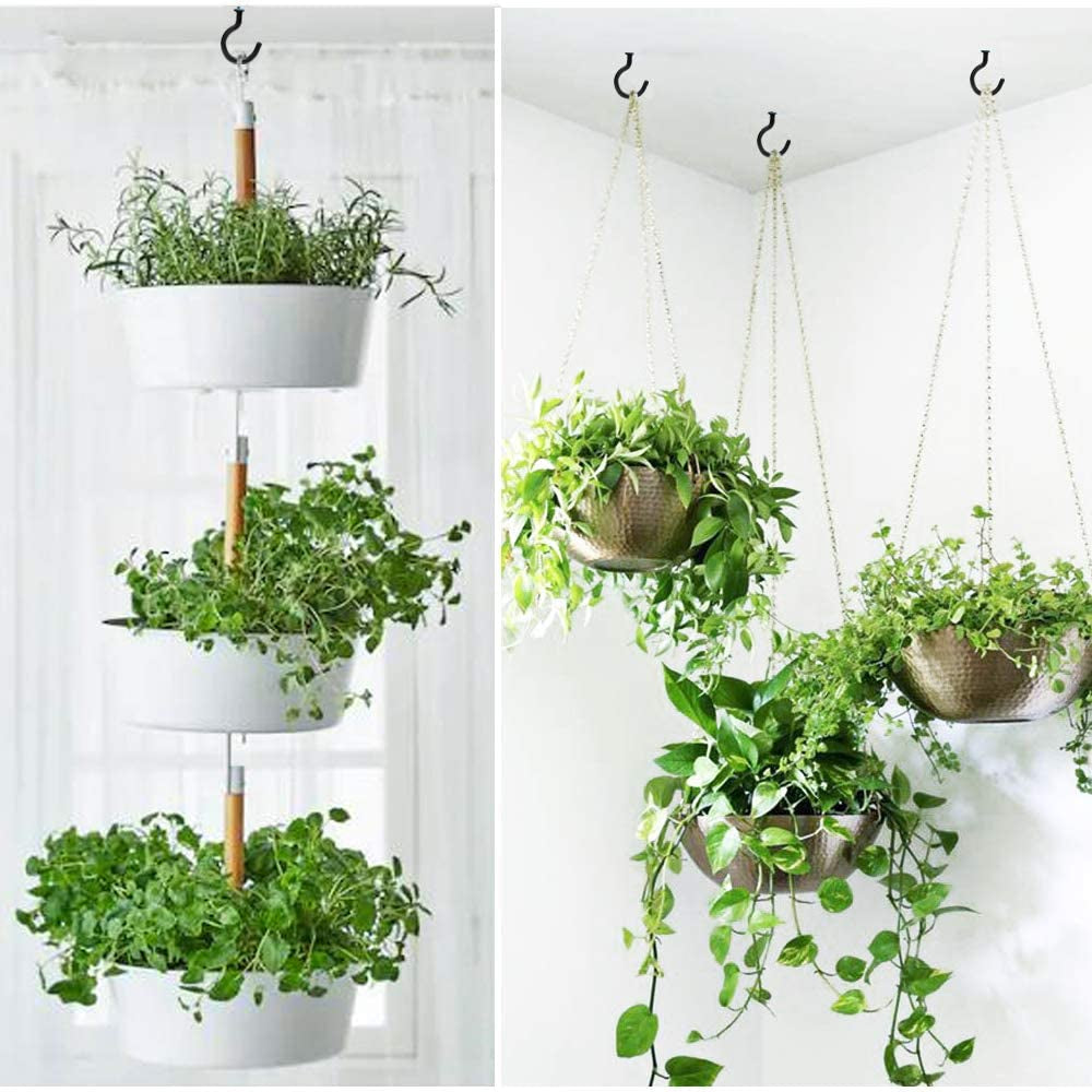 20 Pack 2.9 Inch Vinyl Coated Screw-In Wall Hooks, Mix Color (10 Black+10 White), Great for Indoor & Outdoor Use